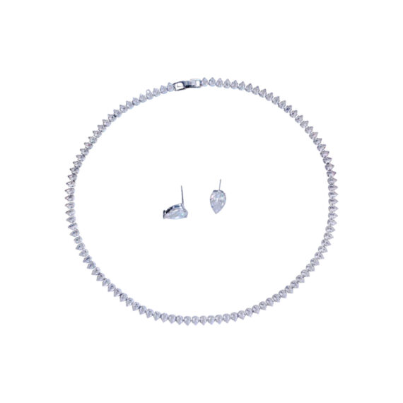 Conjunto Riviera Gotinhas Cristal Banhado em Ródio Branco