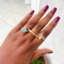 Anel Reto Detalhes Cristal Banhado em Ouro