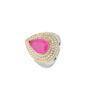 Anel Gota Banho Duplo Pink Barbie Fusion Details Banhado em Ródio Branco