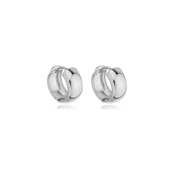 Argola Tubo Lisa 17mm Banhado em Ródio Branco