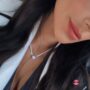 Colar Choker Riviera Coração Light Pink Cravejado em Rodio Branco