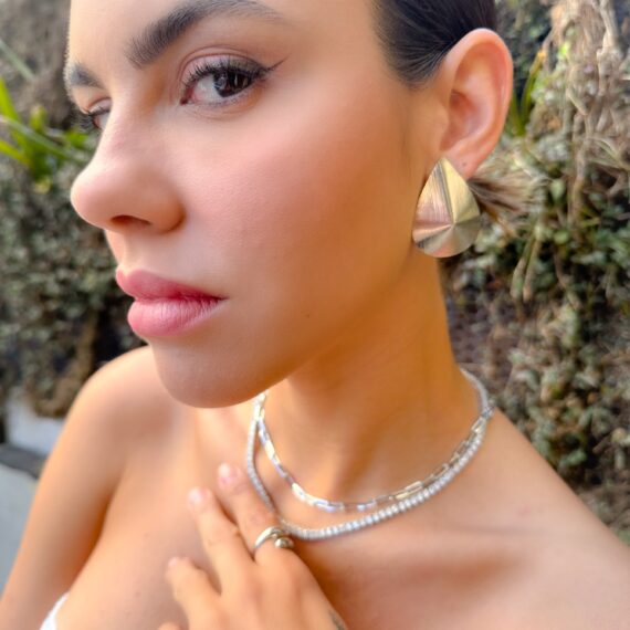 Colar Choker Elos Coleção Flowers Banhado em Ródio Branco