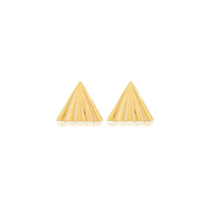 Brinco Triangular Frisado Liso Banhado em Ouro