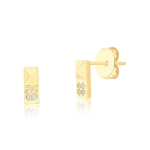 Brinco Palheta Lisa 4 Pontos Coleção Arcos Cristal Banhado em Ouro