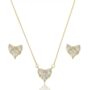 Conjunto Coração Shapes Cristal Coleção Arcos Banhado em Ouro