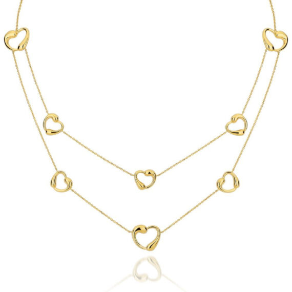 Colar Volta Dupla Vazado Heart Inspired Banhado em Ouro