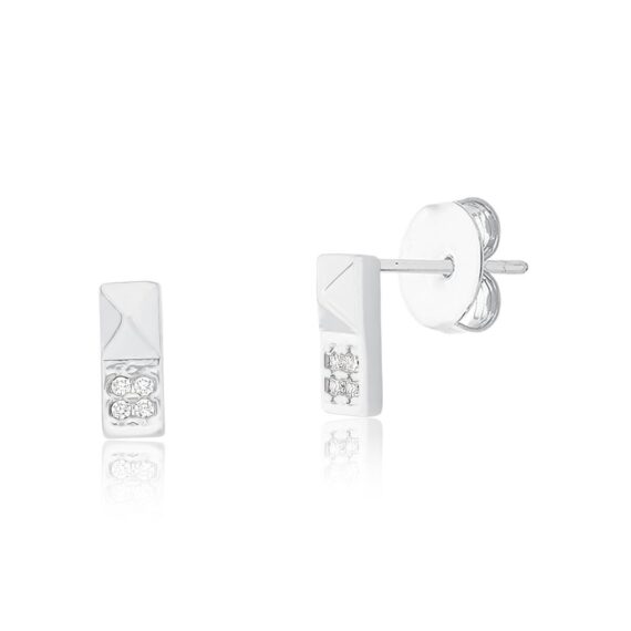 Brinco Palheta Lisa 4 Pontos Coleção Arcos Cristal Banhado em Ródio Branco