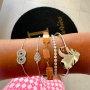 Bracelete Aberto Coração Organic Liso Banhado em Ródio Branco