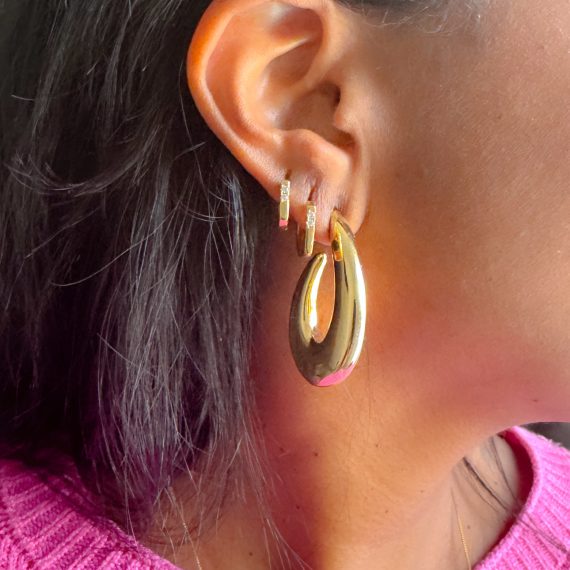 Brinco Argola Gota Liso Vintage Banhado em Ouro