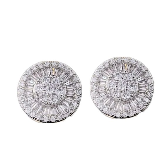 Conjunto Redondo Pizza M Banhado em Ródio Branco
