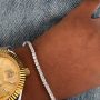 Pulseira Riviera Quadradinha 2mm Banhado em Ródio Branco