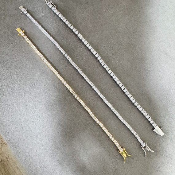 Pulseira Riviera Quadradinha 2mm Banhado em Ouro