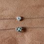 Pulseira Coração Square Acqua Marinha Cristal Banhado em Ródio Branco