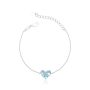 Pulseira Coração Square Acqua Marinha Cristal Banhado em Ródio Branco