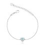 Pulseira Kate Coração Acqua Marinha Cristal Banhado em Ródio Branco