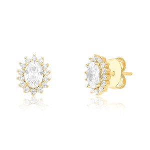 Brinco Kate Cristal Cravejado Banhado em Ouro