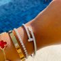 Bracelete Cravejado Prego Banhado em Ródio Branco