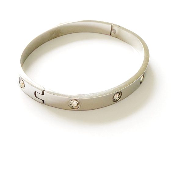 Bracelete Inspired com ponto de luz Banhado em Ródio Branco