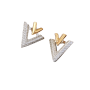 Brinco V Duplo Duo Craveljado e Liso Ouro Banhado em Ródio Branco