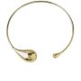 Colar Choker Aberto Liso Gotas Banhado em Ouro