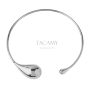 Colar Choker Aberto Liso Gotas Banhado em Ródio Branco
