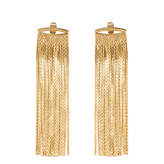 Brinco franjas lisas Banhado em ouro