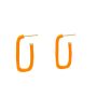 Argola Retangular Laranja Neon em Ródio Branco