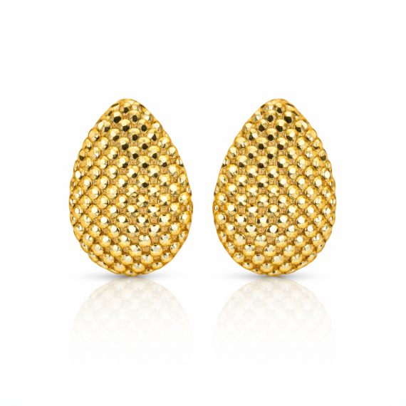 Brinco Gota Frisado Abacaxi Banhado em Ouro