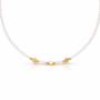 Colar Choker Pérolinhas e Trevos Lisas Banhado em Ouro