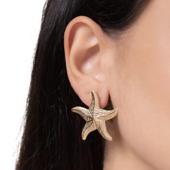 Brinco Estrela do Mar Lisa M Banhado em Ouro