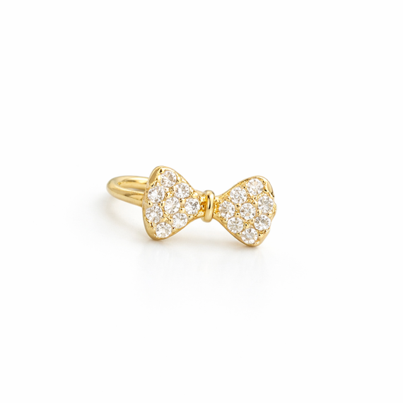 Piercing Fake Lacinho Cravejado Banhado em Ouro