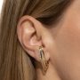 Brinco Ear Hook Fileiras Cravejados Banhado em Ouro