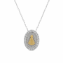 Colar Nossa Senhora da Aparecida Ouro Alto Relevo Cravejada Banhado em Ródio Branco