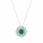 Colar Redondo Detalhes Pedra Turmalina Verde Fusion Banhado em Ródio Branco