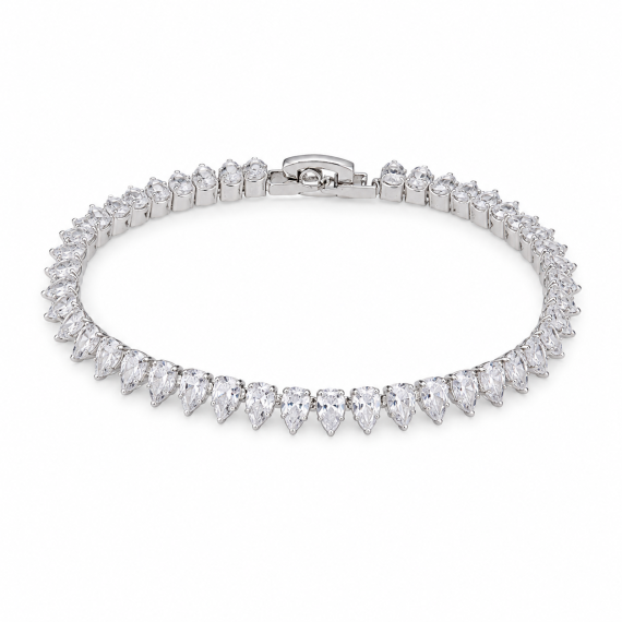 Pulseira Riviera Inglesa Banhado em Ródio Branco