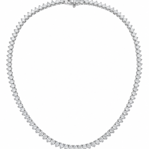Colar Riviera 3 garras em 2mm Cristal Banhado em Ródio Branco