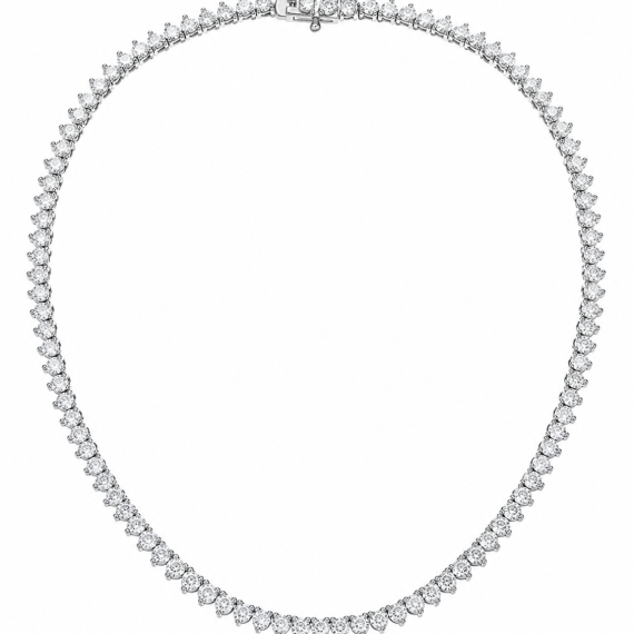 Colar Riviera 3 garras em 2mm Cristal Banhado em Ródio Branco