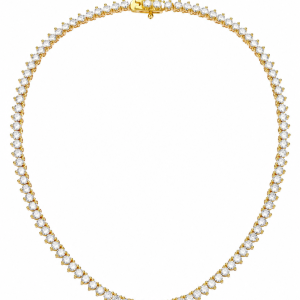 Colar Riviera 3 garras em 2mm Cristal Banhado em Ouro