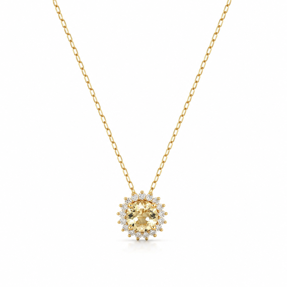 Colar Solzinho Citrino Cristal Banhado em Ouro
