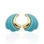 Brinco Orgânico Azul Curvado Banhado em Ouro